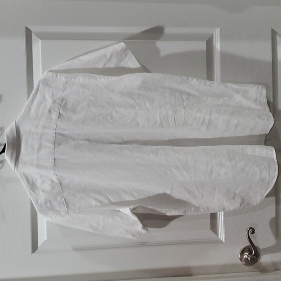 Bruun & Stengade White Linen Button Down Short Sleeve Shirt - Picture 4 of 5